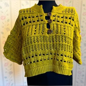 Free People crop sweater with button detail